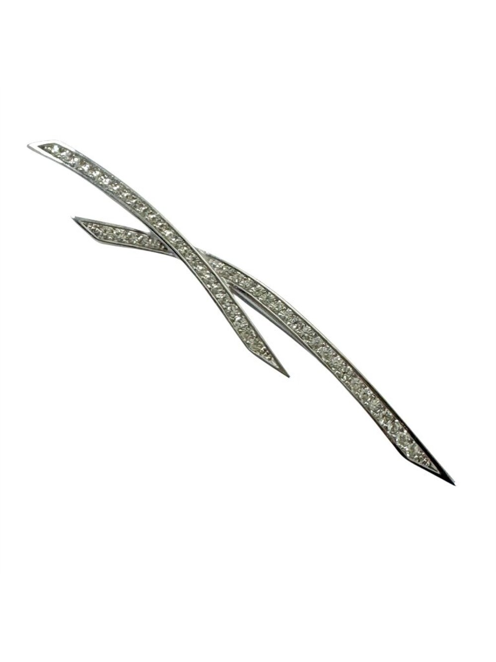 Christian Dior Pin Brooch Silver Tone Crystals Rhodium Plated Vintage 1980s
